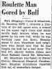 Meacham, Victor gored by bull 1950