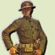 'Somewhat idealized image of a US Marine in World War I'